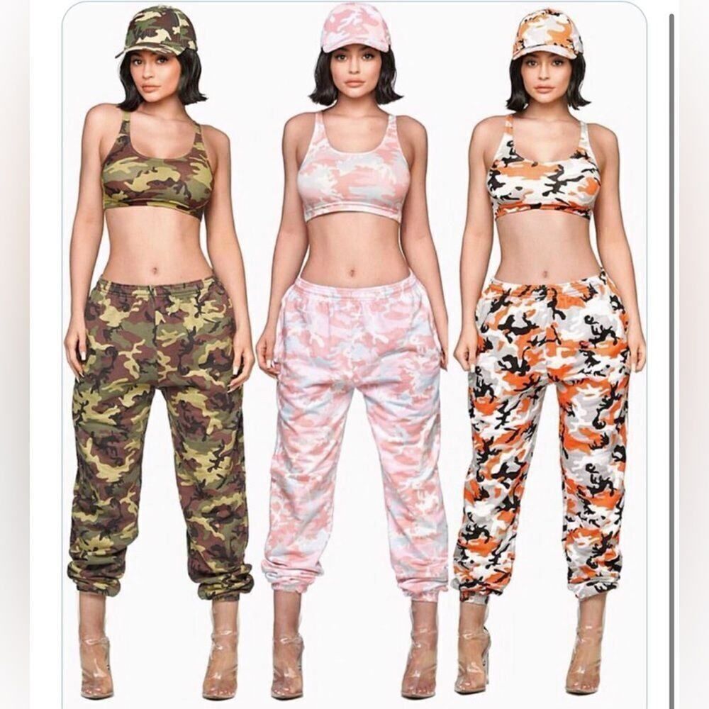NWT Kylie Army Candy Camo joggers windbreaker material Size M